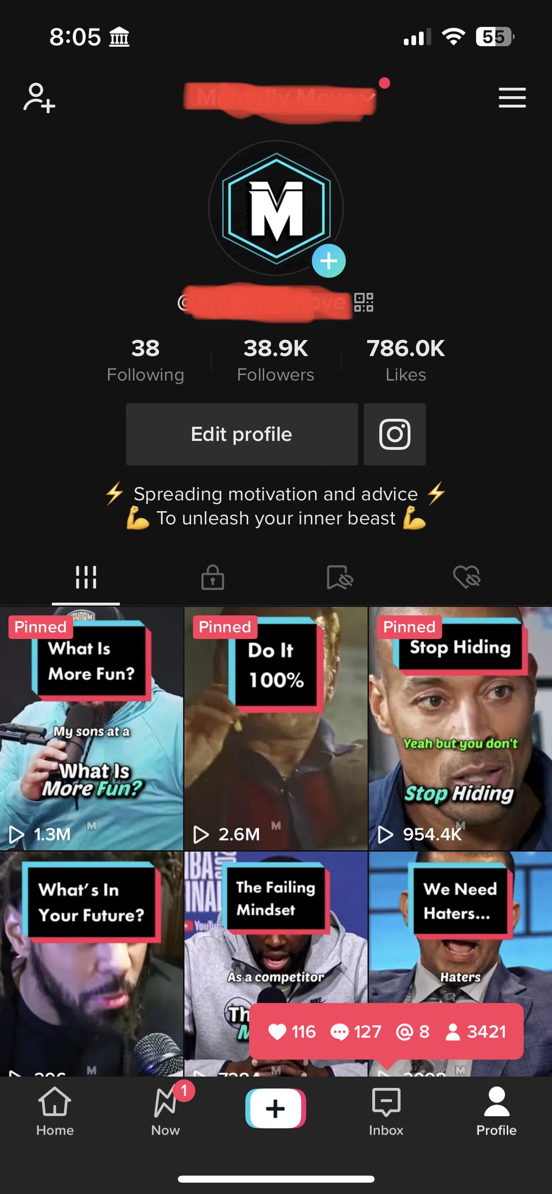 Profile on December 7, 2022, showing 38.9K followers.