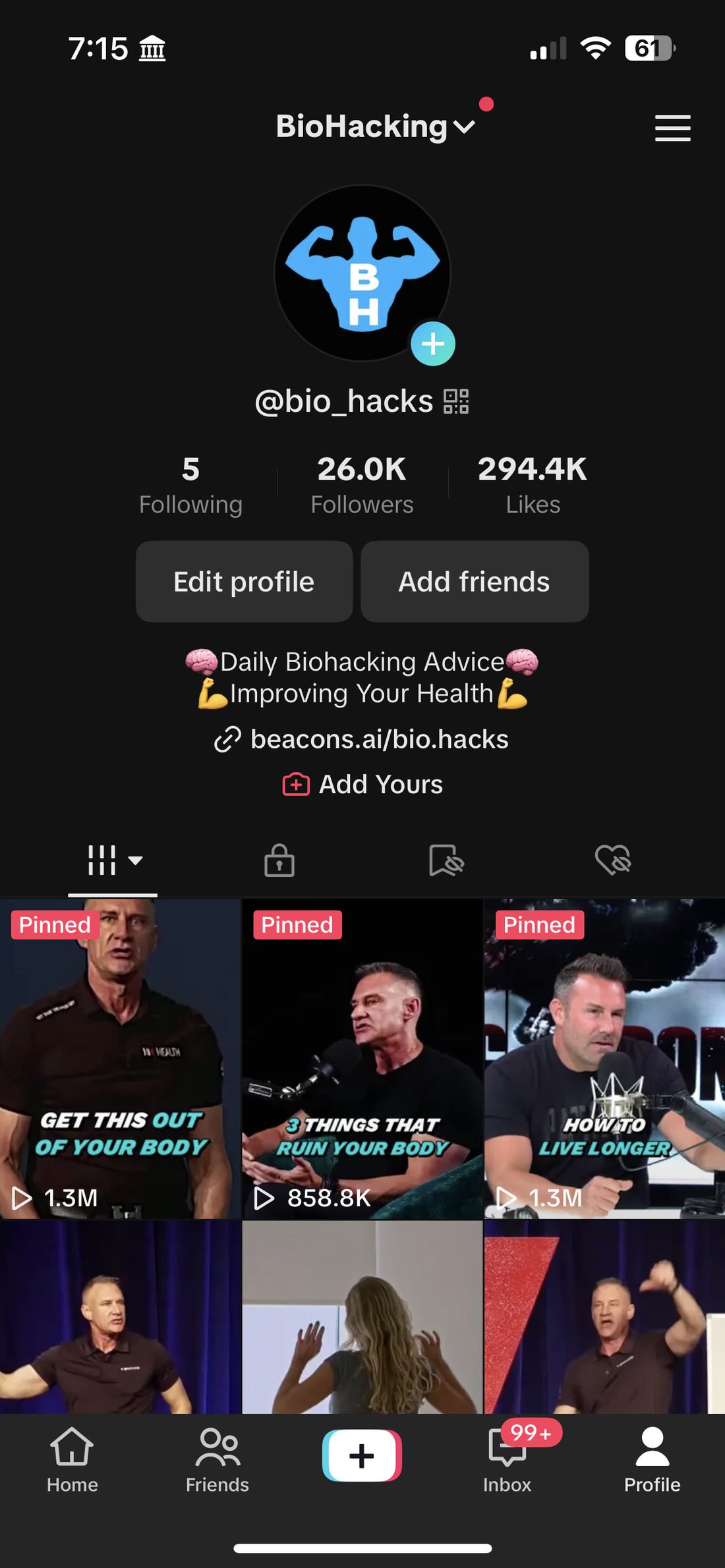 Profile on October 26, 2023, showing 26.0K followers.
